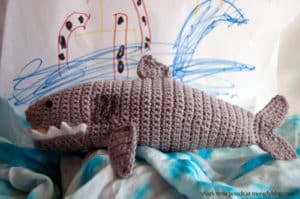 crochet shark pouch