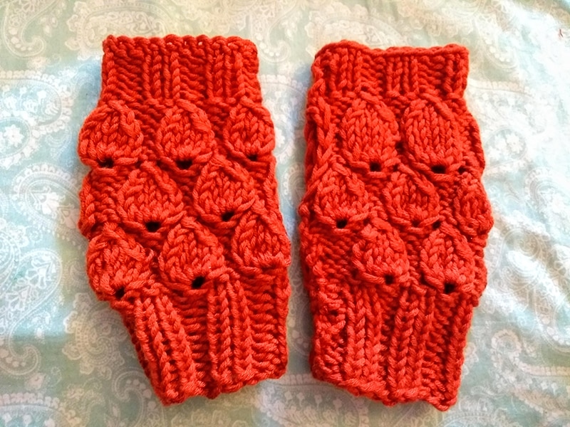 Knitted Drops Fingerless Gloves 