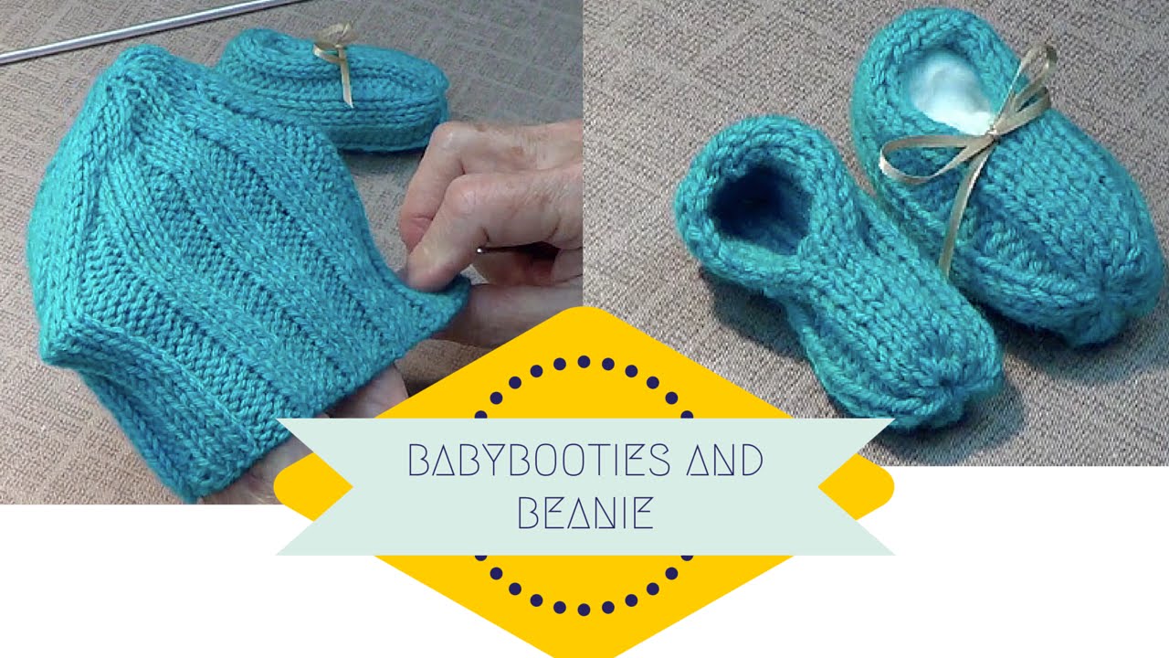 Knitted Baby Bootie and Beanie Set Free Pattern