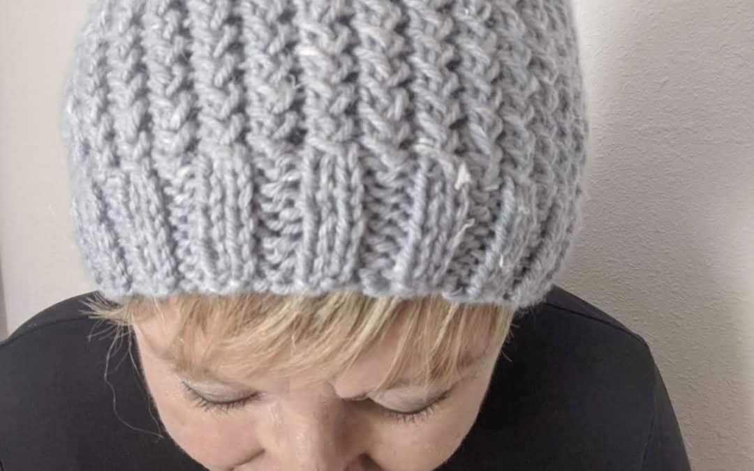 Crossed-Over Ribbing Beanie Hat Knitting Pattern and Instructions